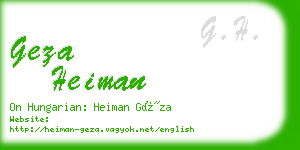 geza heiman business card